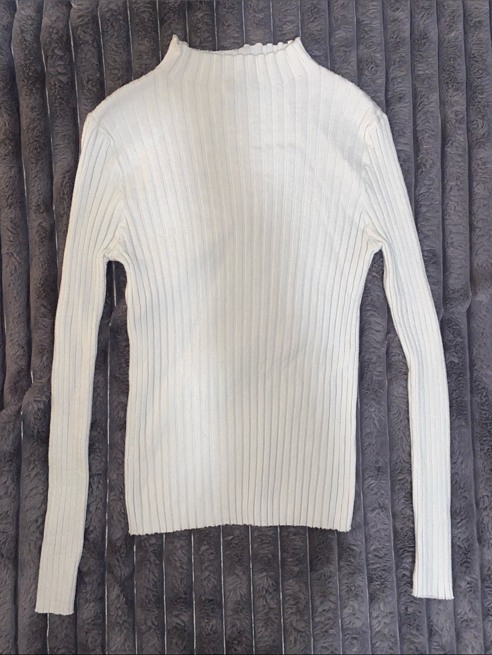 Princess Polly White Ribbed Mock Neck Top